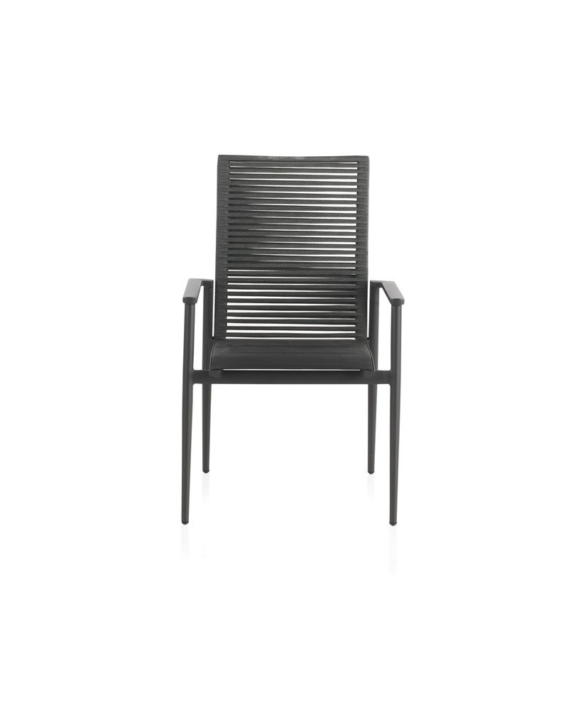 SILLON ALUMINIO GRIS OSCURO RESPALDO TRENZADO CUERDA VERDE - Imagen 1