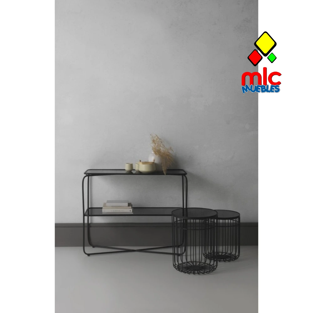Set 2 mesas auxiliares metal con cristal (36) - 04_ambiente